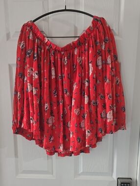 Torrid 3 Red Floral Boho Skirt - Women's Lightweight Pleated Skirt